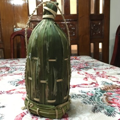 Philippine salt, made from boiled seawater and packaged in nipa leaves.